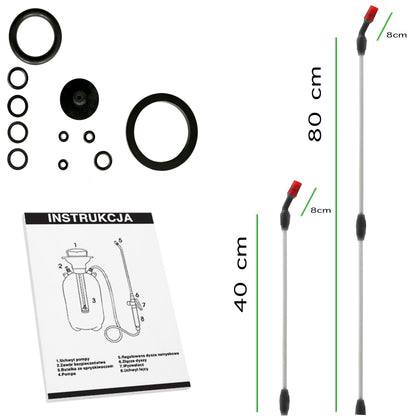LAZYhome Druck-Gartenspritze 5L / 8L Handgerät mit verstellbarem Langlanze | Pflanzen-, Garten-, Schrebergarten- und Gewächshausespritze | Effiziente Pumpe, Strahlverstellung, bequemer Tragegurt | Leichte und langlebige Spritze für Düngemittel, Pflanzensc