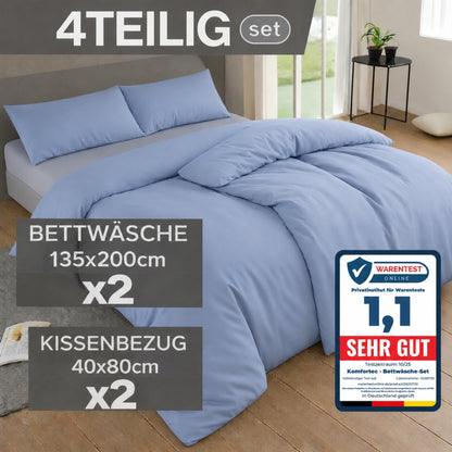 4-teiliges Bettwäsche-Sets 4 verschiedene Größen – 2x Bettbezug & 2x Kissenbezug 80x80 cm & 40x80 cm, Weiche Mikrofaser, Atmungsaktiv & Pflegeleicht, Ganzjahresgeeignet