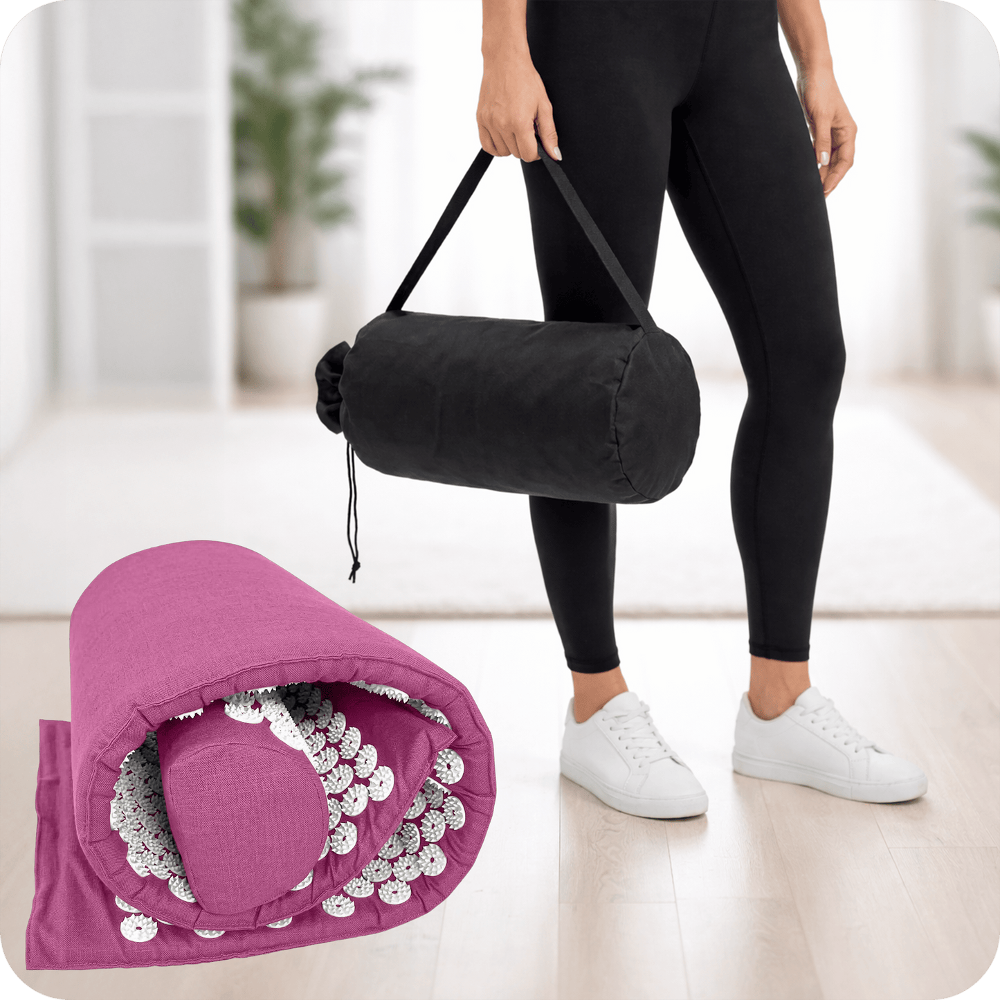 AKUPRESSURMATTE SET MIT KISSEN UND TASCHE, FAKIRMATTE 60 X 40 CM MIT DRUCKSPITZEN FÜR RÜCKEN UND NACKEN, MASSAGEMATTE ZUR ENTSPANNUNG, WELLNESSMATTE FÜR ZUHAUSE, KRUMAD