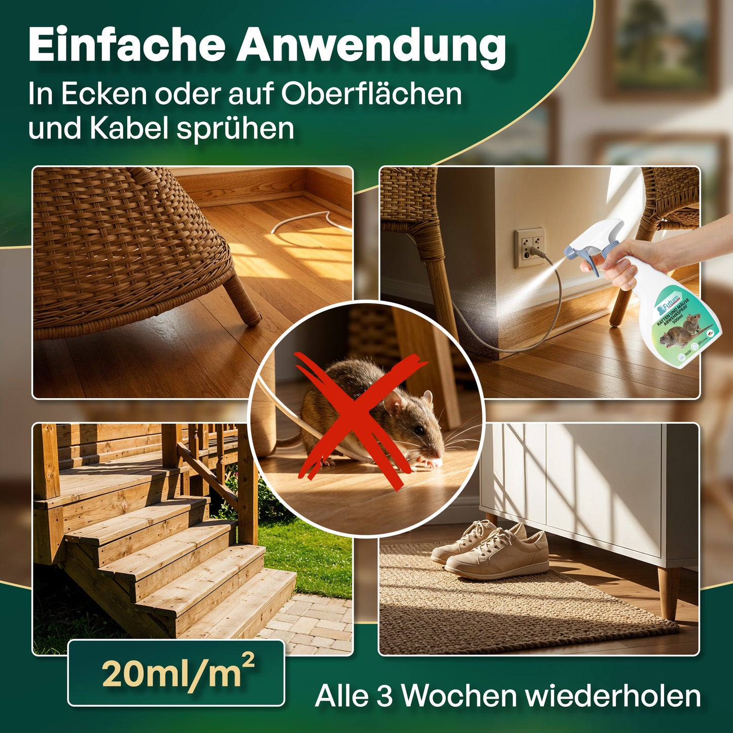 FUTUM 500ml Anti-Mäusespray & Ratten Abwehrspray Rattenspray, Maus-Abwehr MADE IN GERMANY