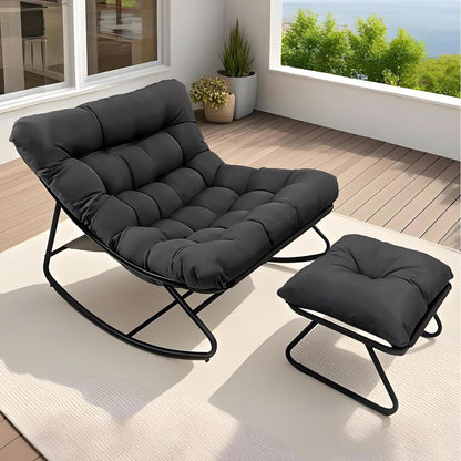 Schaukelstuhl Wohnzimmer Moderner Schaukelstuhl mit Neigefunktion, Heim-Schaukelstuhl, Luxus-Schlafzimmer-Schaukelstuhl, Verfügbar in Schwarz  Grau, Perfekt für Familienfreizeit, Bestes Urlaubsgeschenk, Ganzjährig geeignet