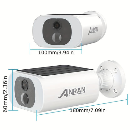 ANRAN Outdoor Solar-Sicherheitskameras, geeignet für Gartenschutz, IP65, integrierter Solarmodul zur Stromversorgung, PIR-Menschenerkennung zum Schutz vor unerwünschten Gästen, drahtlos  stabil, Zwei-Wege-Audio-Interaktion für effiziente Kommunikation, 1