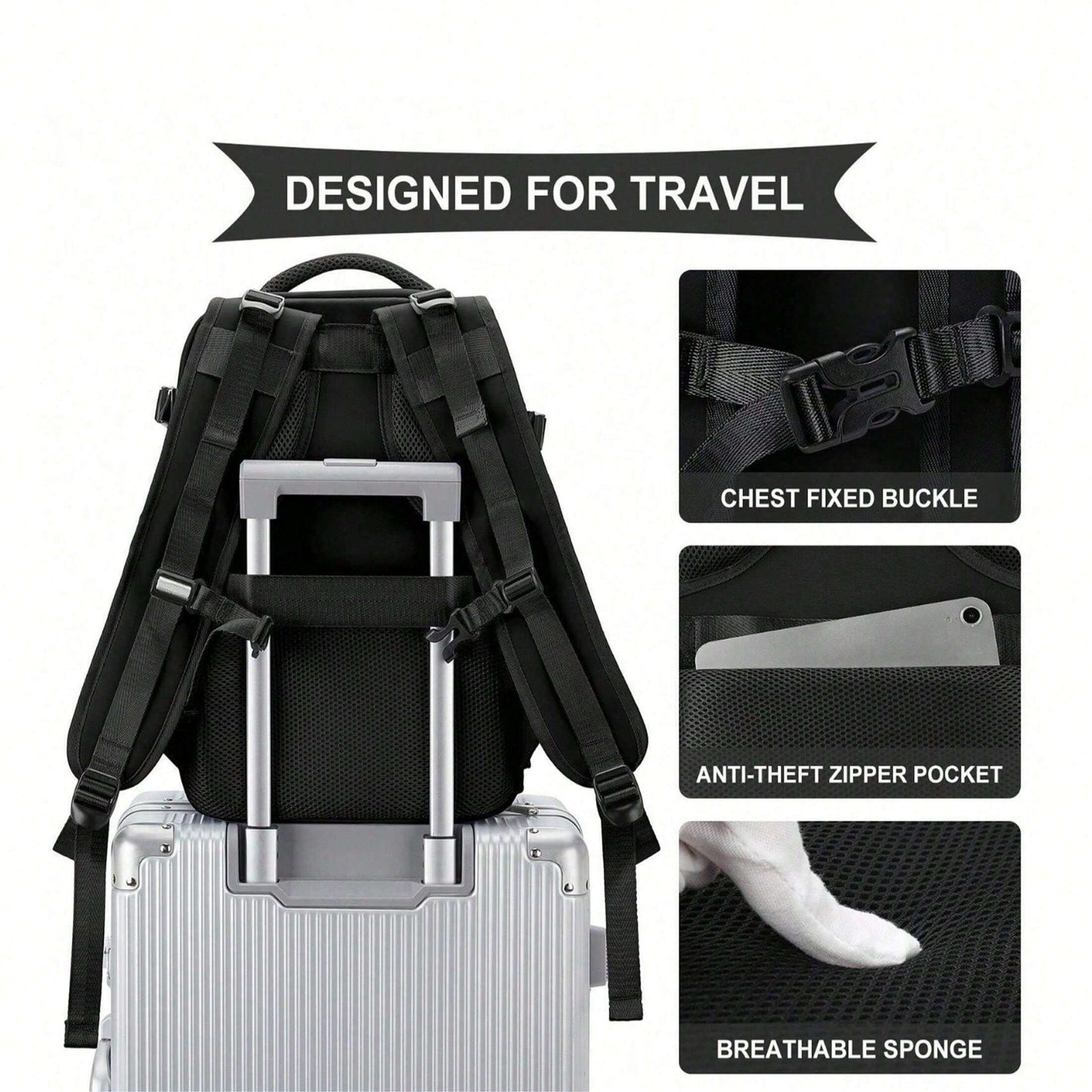 Lokales lager Airline-spezifischer Reiserucksack, 40×20×25 cm Kabinentasche, erweiterbares Handgepäck unter den Sitz, fluglinienkonforme Tasche, Damen-Reiserucksack, Freizeitrucksack nach Fluglinienstandards, Outdoor-Gepäckrucksack, Business-Wochenendtasc