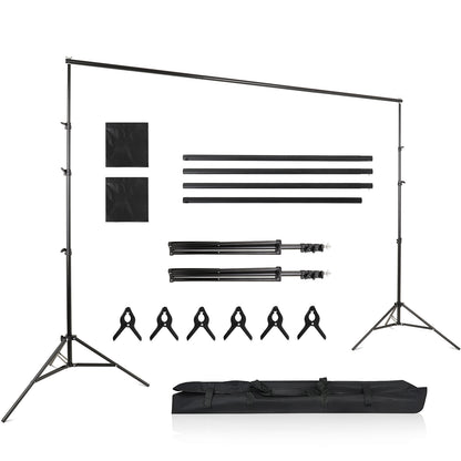 2x3m/2,6x3m Verstellbarer Hintergrund Ständer für Fotografie, Fotohintergrund mit 6 Fischmaul Klemmen, 2 Sandsäcken und Tragetasche, Hintergründe für Fotostudios