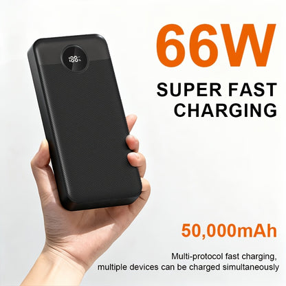 50000mAh Powerbank, 66W Schnellladung, tragbares mobiles Netzteil, Outdoor-Notstromreserve, schneller USB-Ladegerät, leicht zu transportieren, intelligente Digitalanzeige, geeignet für iPhone, Android  digitale Geräte, sicherer Lithium-Polymer-Akku