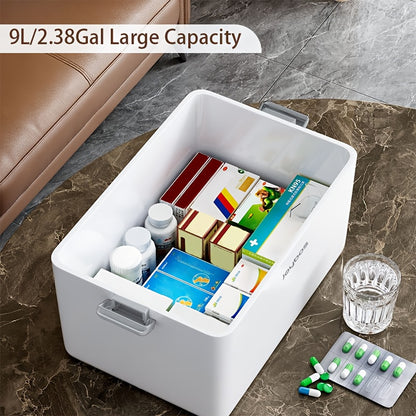 1 Stück Große Kapazität Tragbare Medizin- & Erste-Hilfe-Box mit Klappdeckel & Ergonomischem Griff - 3-Etagen Geräumige Aufbewahrungsbox Geeignet für Haushalt, Reisen, Medikamente, Verbände, Pillen