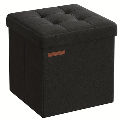 SONGMICS Hocker mit Stauraum, kleine Klapphockerbank, 30 x 30 cm Fußhocker, Aufbewahrungsbox, belastbar bis 130 kg, für Wohnzimmer Schlafzimmer Studentenwohnheim