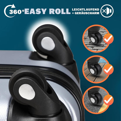 Monzana® Koffer Handgepäck ABS Hard Case 4 Rollen Teleskopgriff Zahlenschloss Kantenschutz Reisekoffer Hartschalenkoffer Rollkoffer Trolley L