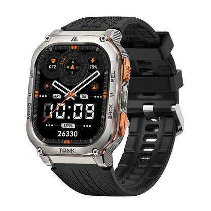 TICWRIS TANK M3 Ultra GPS Smartwatch für Männer Barometer Höhenmesser Kompass 6 Satelliten-Positionierungssysteme 480mAh 60 Tage Extra-Lange Akkulaufzeit Edelstahlgehäuse Robuste Smartwatch Drahtlose Anrufannahme 5ATM IP69K 3,63cm AMOLED Always On Display