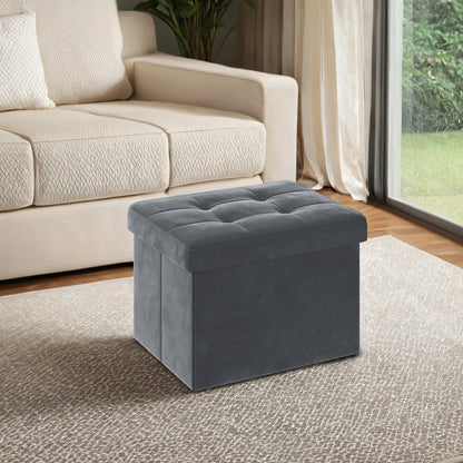 Sitzhocker mit Stauraum, Hocker Samt, klappbarer Fußhocker, Aufbewahrungsbox mit Deckel, für Eingangsbereich