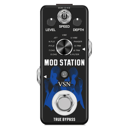Mini-Modulationspedal 11 Modulationsmodi mit Chorus, Flanger, Tremolo, Phaser, Vibrato, Rotary, Liquid, Autowah, Stutter, Ring Low Bit, Multi-Digital-Gitarrenpedale, Hinweis: Netzteil nicht im Lieferumfang enthalten.