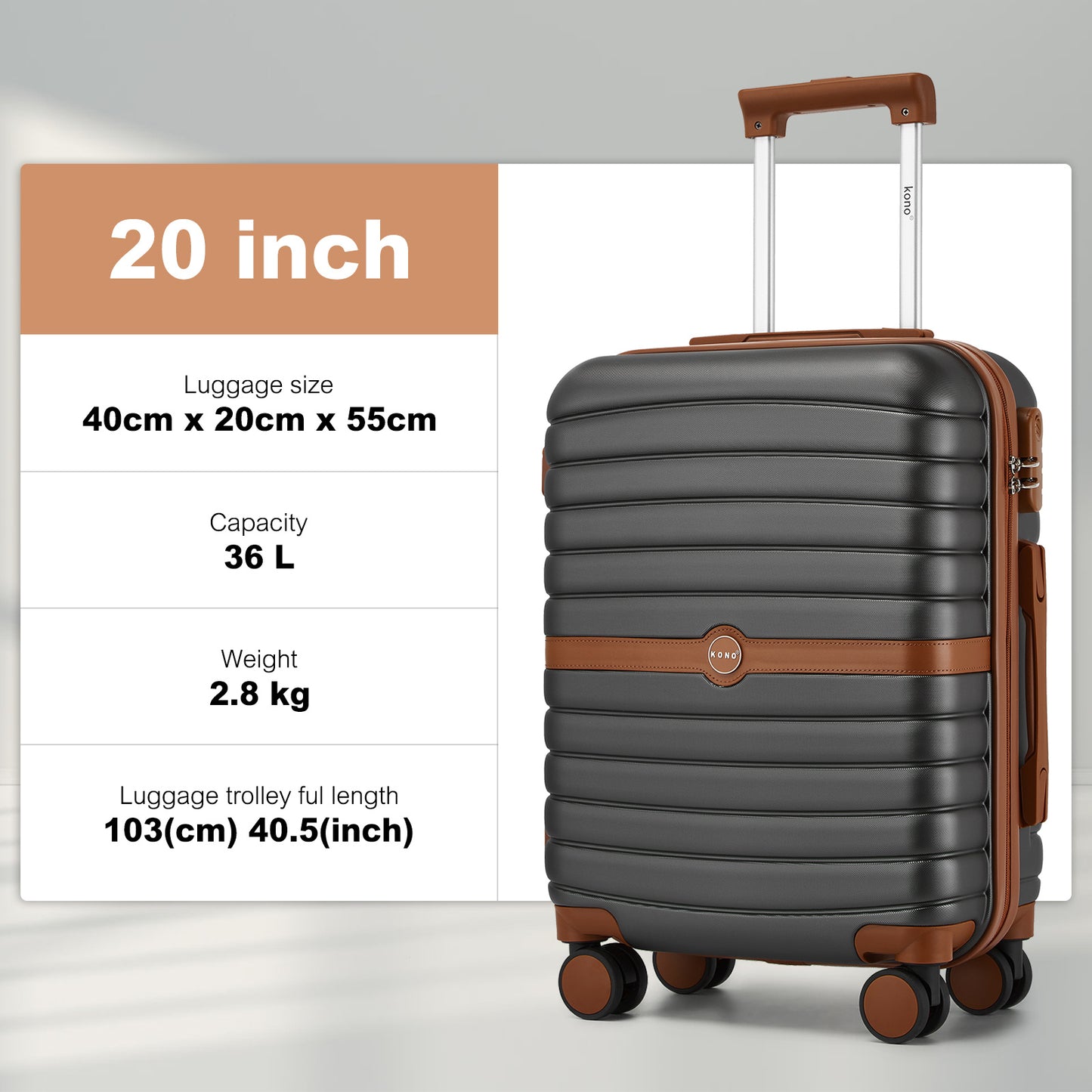 20 Zoll 24 Zoll 28 Zoll Kono Koffer Gepäck ABS+PC Camping Streifendesign mit Colour-Block Details Hartschale mit Spinner Rädern Black Friday Thanksgiving Weihnachtsgeschenk
