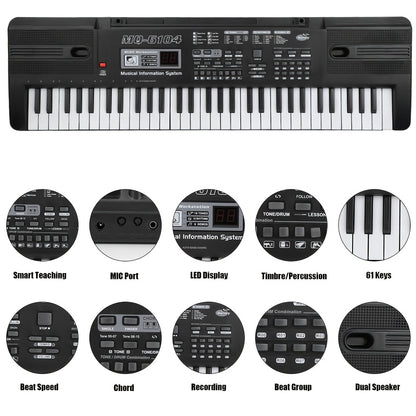 61-Klavier-Elektroklavier, eingebauter Mono-Lautsprecher, Klavier ideal für Anfänger, tragbares Elektroklavier, mit 16 Tönen, 8 Percussion-Soundeffekten, 10 Rhythmen, 6 Demonstrationen, hochwertiger Klang, ist die beste für Musikliebhaber