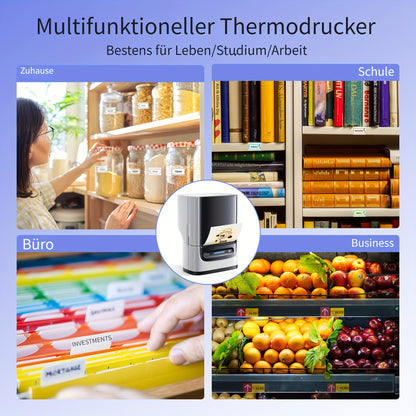 PM220B Etikettendrucker mit Klebeband, Etikettendrucker, tragbarer Thermodrucker für Kleinunternehmen, Zuhause, Büroanschrift, Logo, Kleidung und mehr