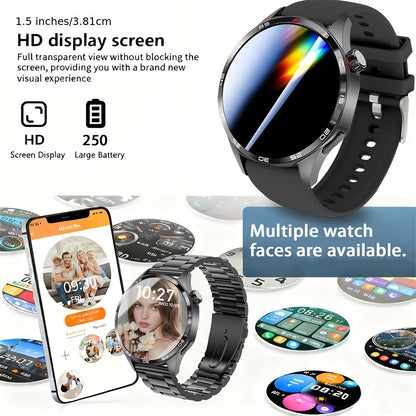 ERUN Smartwatch, 1,83-Zoll HD Touchscreen, kabellose Konnektivität, kompatibel mit iPhone/Android, USB-Aufladung, Computer, Wecker, Smart Armband, Unisex, Fitness Tracker, mit Musiksteuerung, Kamera-Fernbedienung, Anruffunktion, Geschenk Edition (Schwarz)