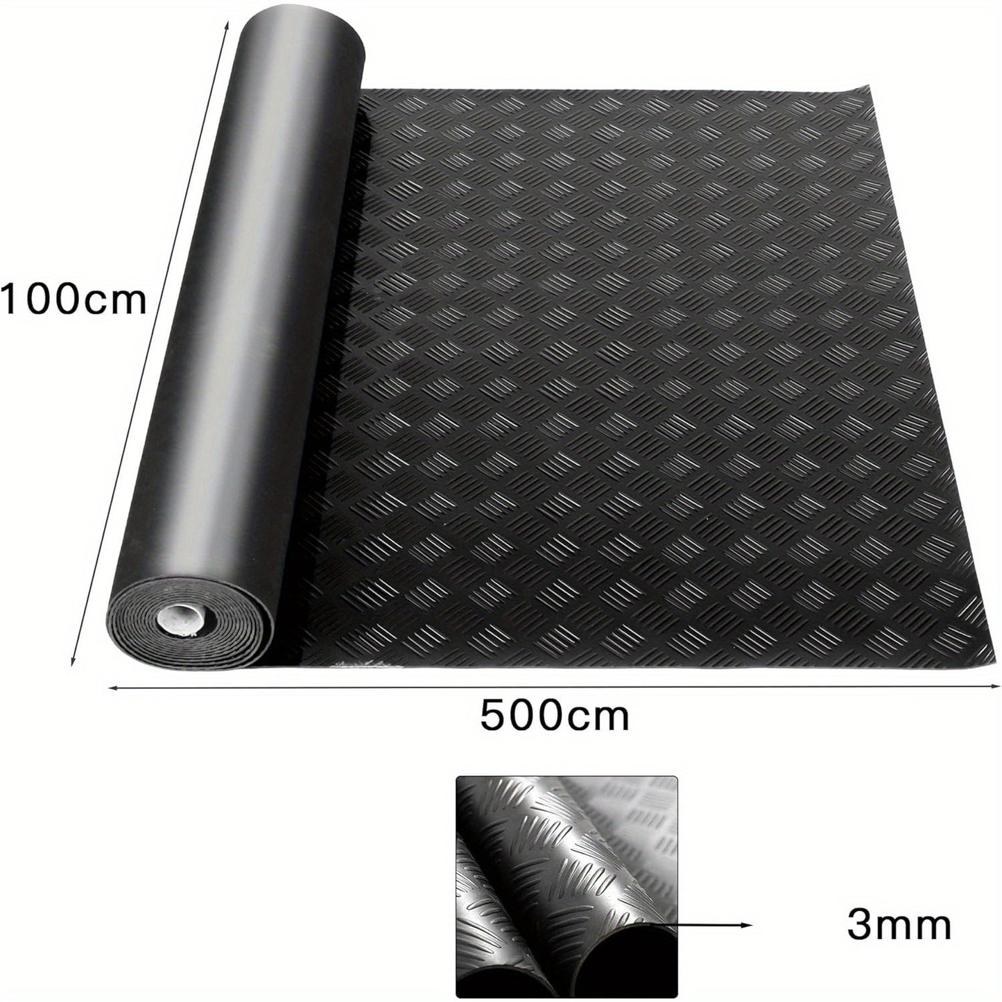 Gummimatten 500 cm x 100 cm Gummimatte im Meterware 3 mm Dicke Gummimatten Bodenmatte Schutzmatte Gummiläufer rutschfeste Matte Boden-Schutzmatte Gummimatte für Keller, Werkstatt, Garage