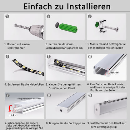 10-teiliges 1m LED-Kanalsystem, rechteckiger dreieckiger Lichtschlitz, Aluminiumprofil für Barriereleuchten mit opaler Linsenabdeckung, stranggepresstes Aluminiumprofil-Gehäuserahmen, geeignet für Lichtleisten