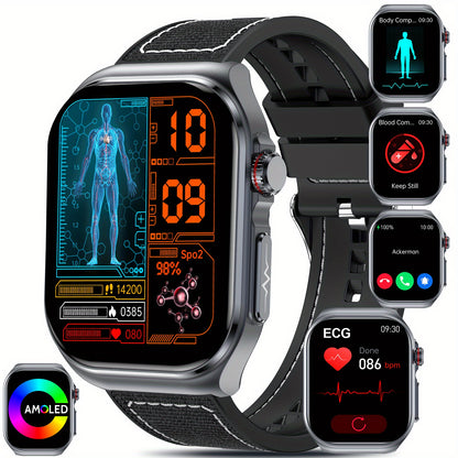 2026 Neue Smartwatch: 5,18 cm AMOLED Großes Display, 530 mAh Langlebiger Akku, BT 5.3 Anruf, Multi-Sport-Modi, Sprachassistent, SOS, Menstruationsverfolgung, Wettervorhersage, Fitness-Tracker-Uhr für Android & IOS, Bestes Geschenk für die Familie