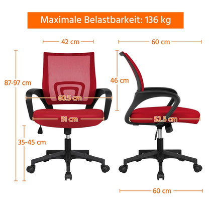 Costoffs Bürostuhl ergonomiscer Schreibtischstuhl für Büro Wohnzimmer Drehstuhl höhenverstellbarer Computerstuhl 136 kg