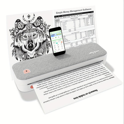PeriPage A40 tintenloser Drucker, tragbarer Drucker, Tätowierdrucker, unterstützt 20,98 cm x 29,69 cm US-Briefpapier, drahtloser tintenloser mobiler Reisedrucker, kompatibel mit Android  IOS, Thermopapier Tätowierpapier. 25 Thermopapiere