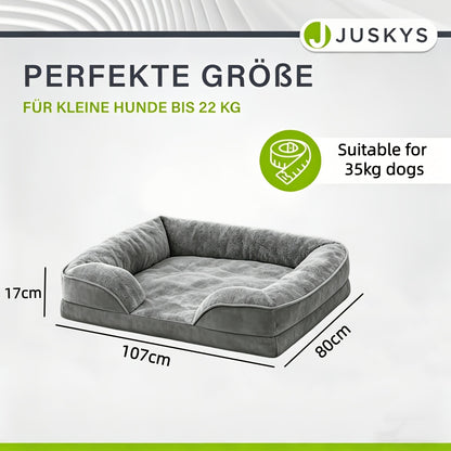 XL/XXL Orthopädisches Hundebett für große Rassen – Abnehmbares  waschbares Sofabett mit orthopädischer Eierwaffel-Unterstützung  Nackenkissen, geeignet für mittelgroße bis große Hunde  Welpen