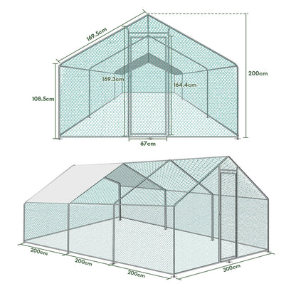 Hühnerstall Freilaufgehege XL mit Schloss, Hühnerhaus Freiluft-Geflügelstall, für Hühnerkäfig Kleintiere Vogelkäfig Haustierkäfig