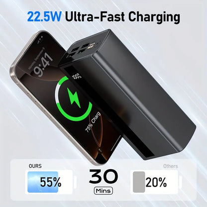 40000mAh Powerbank Portable Charger Powerbank Sup PD 22.5W und QC4.0 Schnellladegerät mit eingebautem 2-Ausgangskabel und LED-Anzeige für iPhone und Android-Handys und die meisten elektronischen Geräte, tragbare Power, kompaktes Design, leichtes Ladegerät