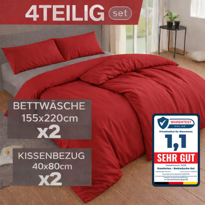 4-teiliges Bettwäsche-Sets 4 verschiedene Größen – 2x Bettbezug & 2x Kissenbezug 80x80 cm & 40x80 cm, Weiche Mikrofaser, Atmungsaktiv & Pflegeleicht, Ganzjahresgeeignet