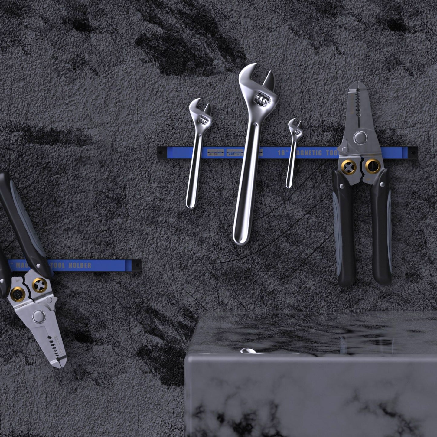 3er Magnetleisten Set für Werkzeug - Gesamt 45.5 x 2.3 x 1.3 cm - Magnetfläche 40 x 1.8 cm - Magnetische Werkzeughalter Leiste zum bohren Wandhalter inkl. Montagematerial Aufbewahrung