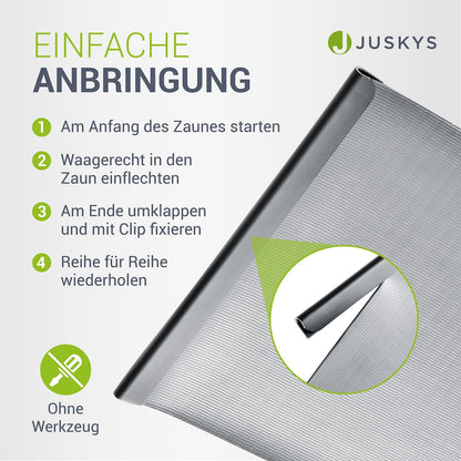 PVC Sichtschutzstreifen Doppelstabmatten Zaun 4er Set - 4 Rollen á 35m x 19cm - 120 Befestigungsclips - Zaunfolie Sichtschutz Windschutz - anthrazit