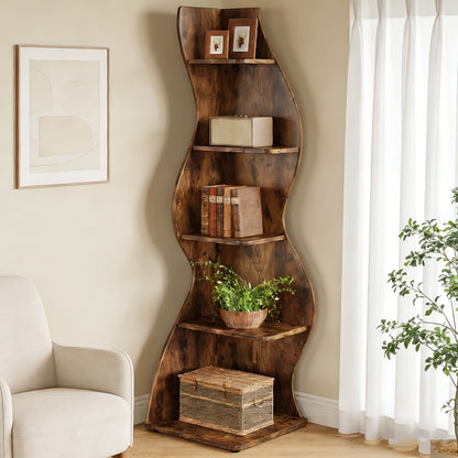 Eckregal, Modernes 5-Etagen Wand-Eck-Bücherregal, Stilvolles kleines Eck-Bücherregal-Aufbewahrungsregal Pflanzenständer mit einzigartiger Form für Abstellraum, Büro, (1 Stk., Weiß), Mini-Bücherregal, Regale für Abstellraum, Schmales Bücherregal, Holz-Büch