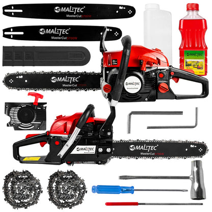 Kettensäge Maltec Mastercut 5700W Benzin Sägeführungsstab Öl 5.7Km Großes Set Leistungsstark