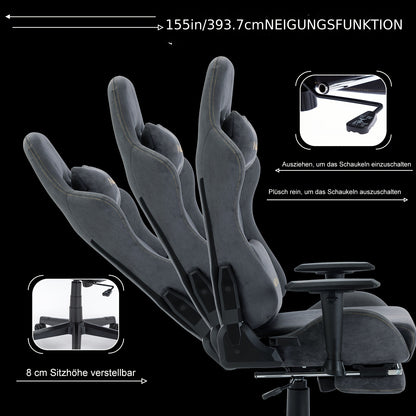 ANDYOU Gaming Stuhl, Atmungsaktiver Bürostuhl, Hochwertiger Stoff Weich Wie Kunstfell. Ergonomischer PC Stuhl, Verstellbare Drehbare Arbeitssessel mit Fußstütze