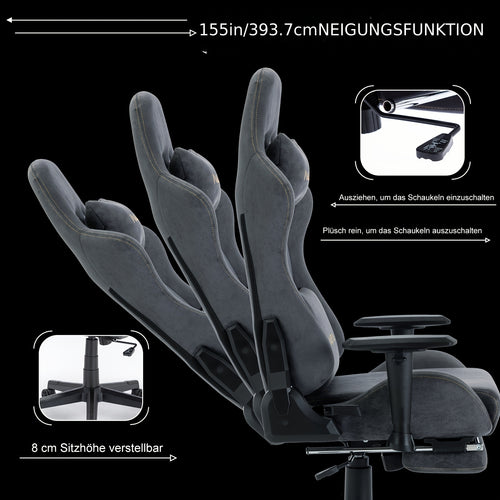 ANDYOU Gaming Stuhl, Atmungsaktiver Bürostuhl, Hochwertiger Stoff Weich Wie Kunstfell. Ergonomischer PC Stuhl, Verstellbare Drehbare Arbeitssessel mit Fußstütze