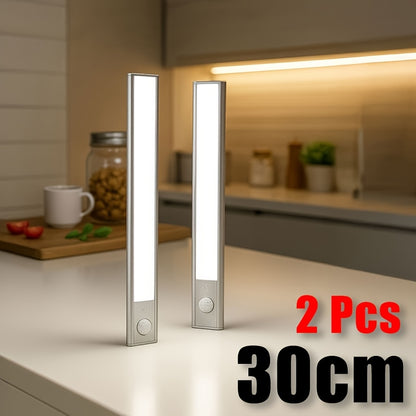 SETONR 1/2 Stück 20cm/30cm/60cm Schlanke LED Unterbauleuchten Büroleuchte Metallgehäuse, Wiederaufladbar, Bewegungssensor, Klebebefestigung, Batteriebetriebene Küchenbeleuchtung für Schränke, Arbeitsplatten  Regale