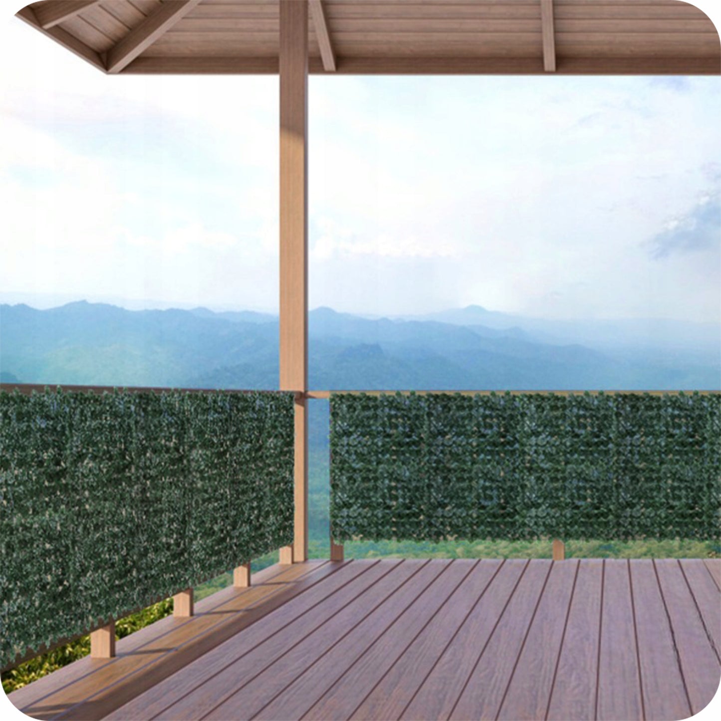 KÜNSTLICHE EFEU HECKE 3 M X 50 CM, KRUMAD SICHTSCHUTZMATTE FÜR ZAUN BALKON WAND GELÄNDER UND TERRASSE, GRÜNE EFEU MATTE AUF NETZ, INKL. 100 KABELBINDER