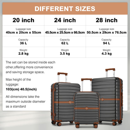 20 Zoll 24 Zoll 28 Zoll Kono Koffer Gepäck ABS+PC Camping Streifendesign mit Colour-Block Details Hartschale mit Spinner Rädern Black Friday Thanksgiving Weihnachtsgeschenk