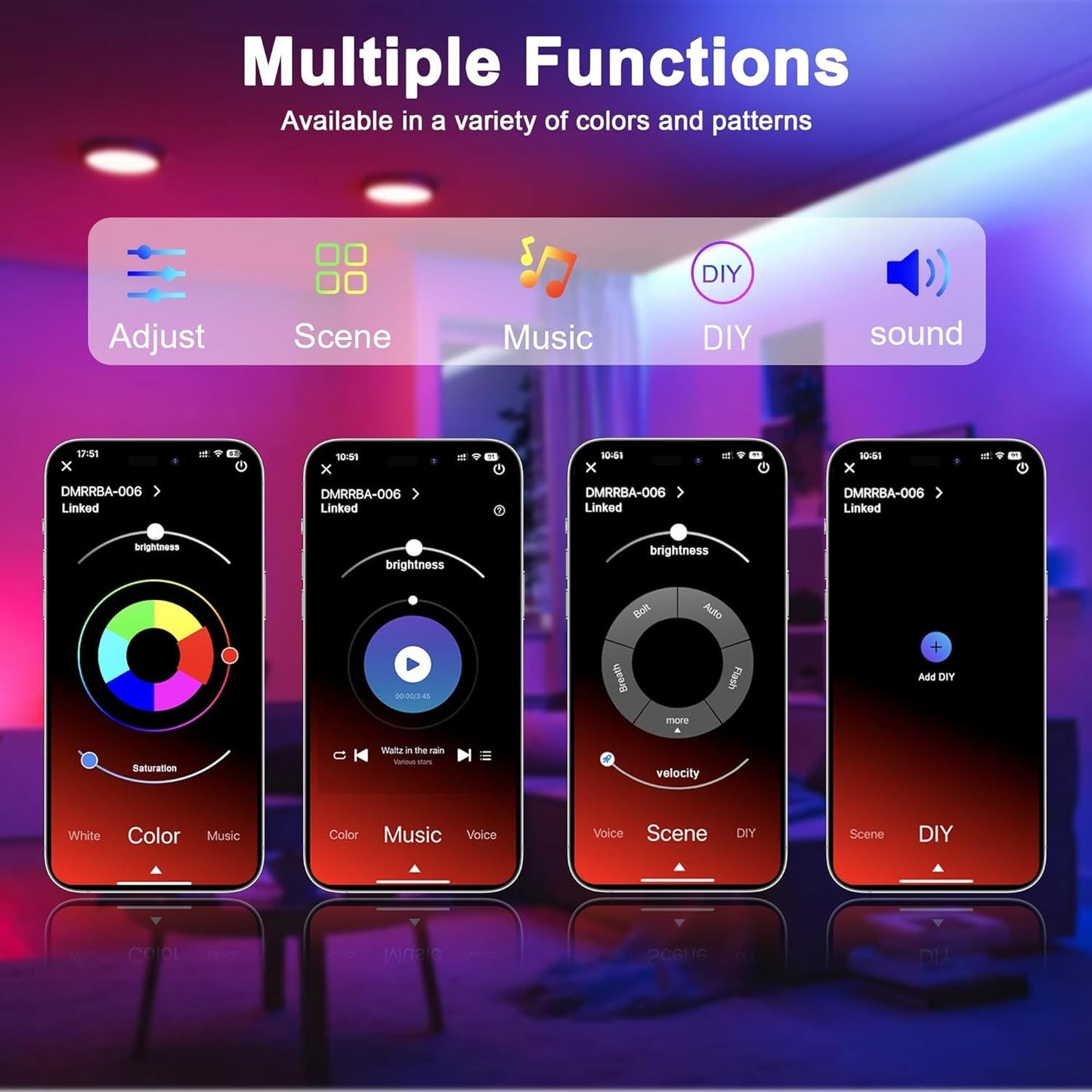 30m/20m/15m/10m/5m Intelligente Flexible LED Neon Lichterkette mit App/Fernbedienung, Hochwertig, Dimmbar, Outdoor RGB Lichterkette, Musik-Sync oder DIY, Timer-Funktion für Räume, Geschenke