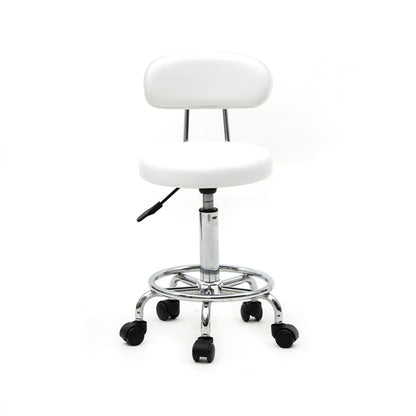 Runder rollender Salonhocker mit Rückenlehne, höhenverstellbarer Drehhocker mit Rädern  weichem Sitz für Spa, Zeichenstudio, Salon, Tätowierung