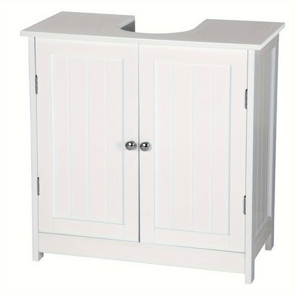 1 Stück Waschtischschrank, Doppelte Tür Badezimmer Schrank, Weißer MDF Waschbecken-Schrank 60 x 60 x 30 cm, Landhausstil
