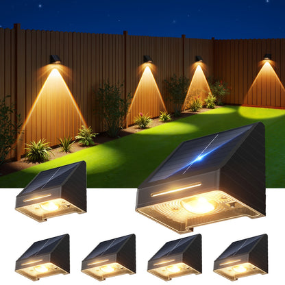 6/4er Pack Solarzaun-Außenleuchten, hellere fokussierte Linse, kaltweißes & warmes Licht, Garten-Solarleuchten IPX5, automatisches Ein-/Ausschalten für Wand, Terrasse, Hinterhof, Stufen, Geländer