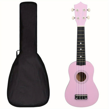 Basswood Sopran-Ukulele-Set mit Tasche 2 Plektren Skala für Musikinstrument Saiteninstrument Hawaii-Gitarre Uke Pink 53.34 cm