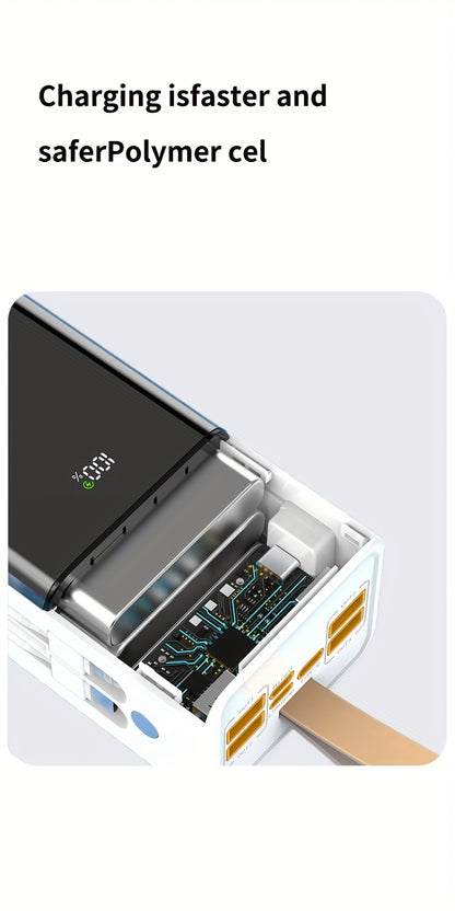 Diese Powerbank verfügt über eine beeindruckende Kapazität von 80000mAh, wird mit einem Schlüsselband und LED-Licht geliefert und bietet drei Arten von Anschlüssen: Micro, iPhone und Type-C. Sie wurde mit 30W Schnellladetechnologie entwickelt und verfügt