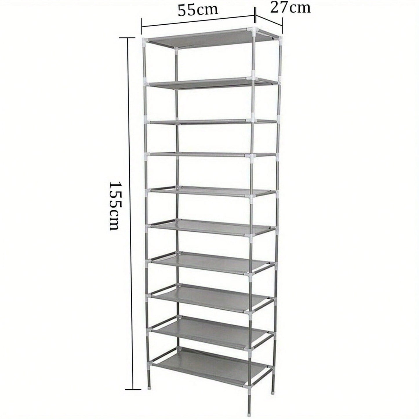 Schuhregal 10 Ebenen Schuhablage Schuhregal Schmal Schuhständer Platzsparend Schuhregal Hoch Für Bis Zu 40 Paar Schuhe, 27 X 55 X 155 cm Grau Schuhaufbewahrung Für Flur, Schlafzimmer Weihnachten Geschenk