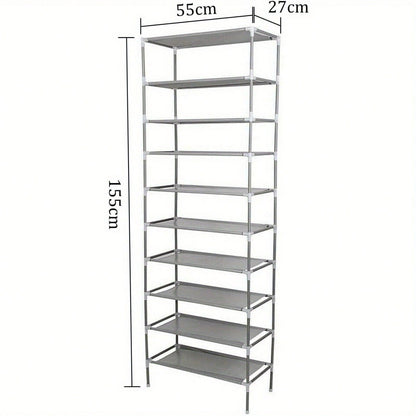 Schuhregal 10 Ebenen Schuhablage Schuhregal Schmal Schuhständer Platzsparend Schuhregal Hoch Für Bis Zu 40 Paar Schuhe, 27 X 55 X 155 cm Grau Schuhaufbewahrung Für Flur, Schlafzimmer Weihnachten Geschenk