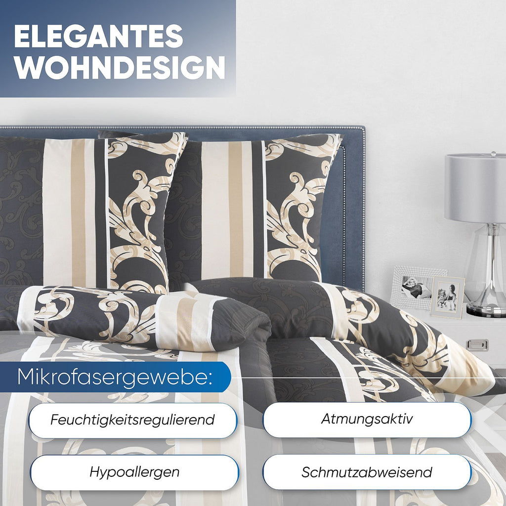 Bettwäsche 135x200 4teilig - Bettwäsche Set Allergiker geeignet - Bettbezug 135 x 200 & Kissenbezug 80x80 | modern & hochwertig
