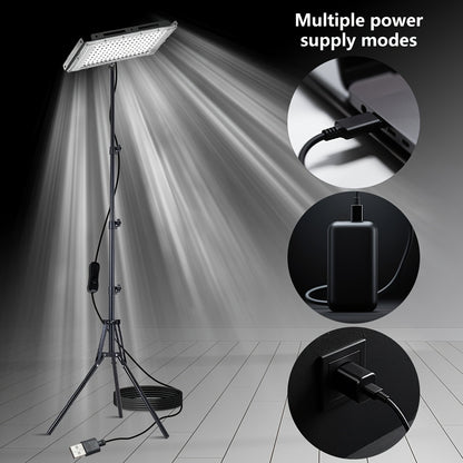 144/96/50 LEDs USB-betriebene Arbeitsleuchte mit faltbarem Stativ, 6000K Helligkeit, 1,5m/2m Kabel & Niederspannung (36V) - Tragbare kommerzielle Flutlichtleuchte für Werkstatt, Garage, Baustelle, Innenbereich, Arbeitsbeleuchtung, Kompakte Beleuchtung, Ro
