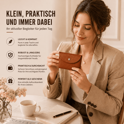 Kartenetui aus hochwertigem Echtleder, Kompakte Kartentasche für bis zu 20 Karten Leicht, Handlich und Stilvoll