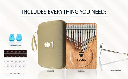Seeds Kalimba mit 41 Tasten, Daumenklavier C-Stimmung Resonanzboden aus Massivholz, ätherischer Klang mit anhaltendem Nachhall, für Erwachsene und Anfänger