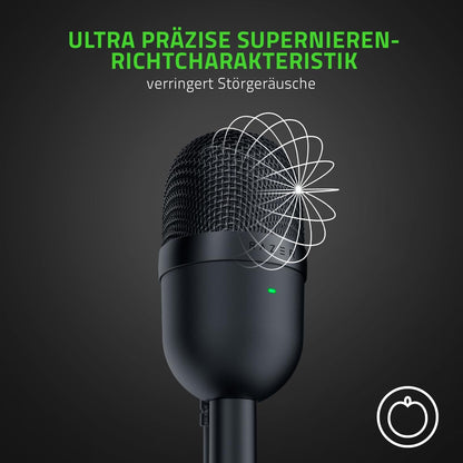 Originale Razer Seiren Mini - USB Kondensator-Mikrofon für Streaming (Kompakt mit Supernieren-Richtcharakteristik, neigbarer Ständer, Integrierter Schockdämpfer) Schwarz